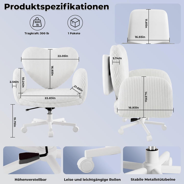 HOMRELEXA Bürostuhl Ergonomisch, mit Klappbarer Tischplatte, Breiter Schreibtischstuhl mit 5-stufig