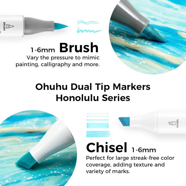 Ohuhu Marker Stifte Pastel mit 96 Farben, doppelseitige Farbspitze Brush Marker für Entwürfe und Com