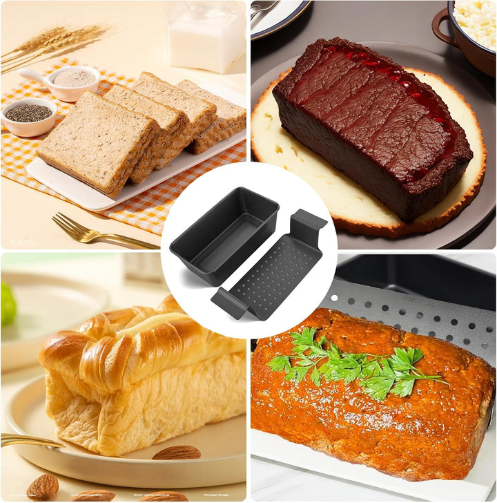 Generisch Brotbackform, Kastenform Brot, 2-in-1 Fleischpastetenform mit Ablaufrost, Backform Rechtec