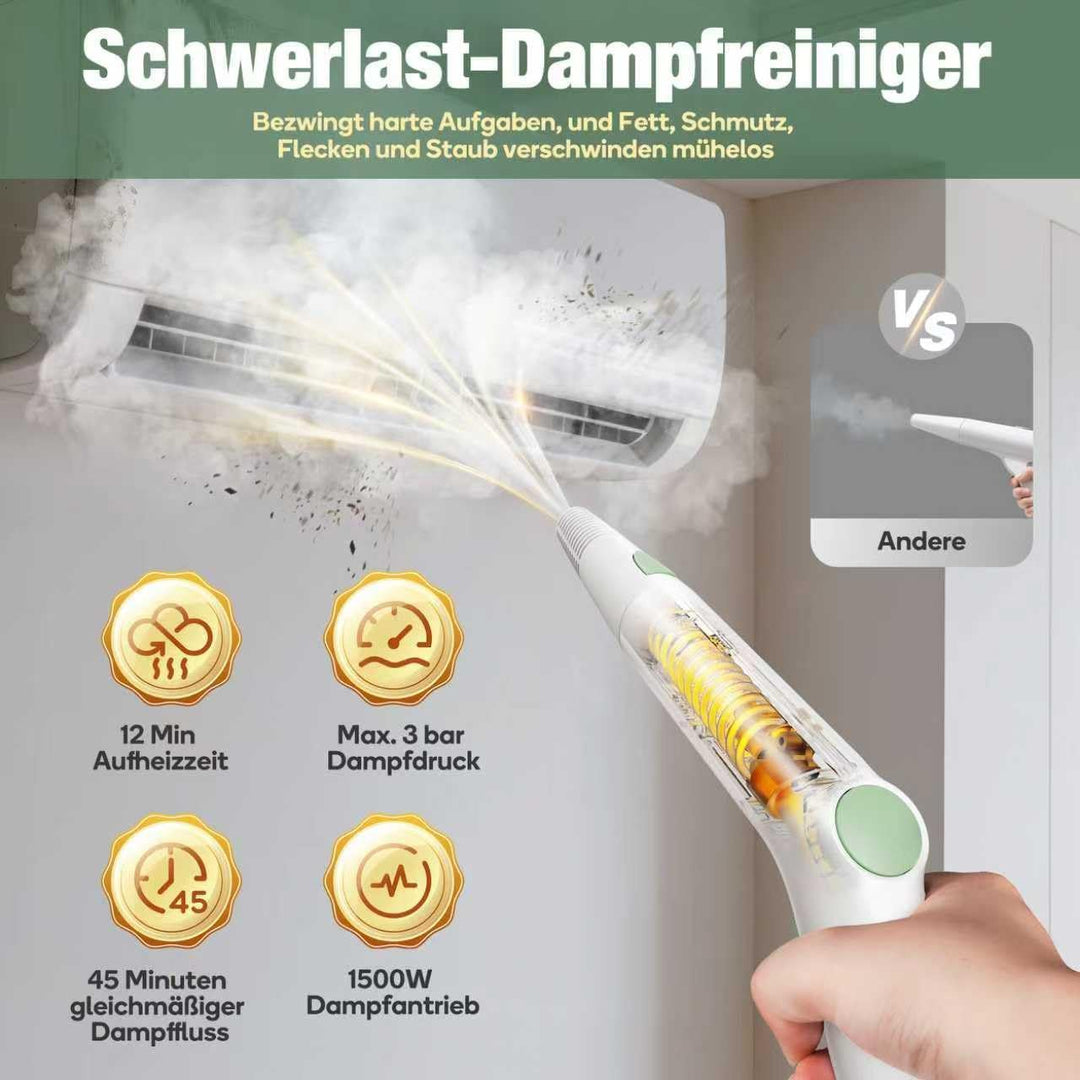Dampfreiniger Dampfreiniger, 1500W Handdampfreiniger, Max. 3 bar Dampfdruck, 1,5L Wassertank, 45 Min