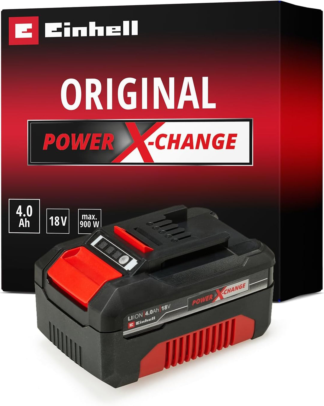 Original Einhell 18V 4,0 Ah Ah Power X-Change Akku (18V, für alle PXC-Geräte, Ladezustandsanzeige, B