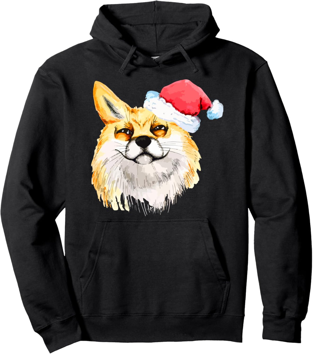 Weihnachtsfuchs Mit Weihnachtsmütze Geschenk Pullover Hoodie