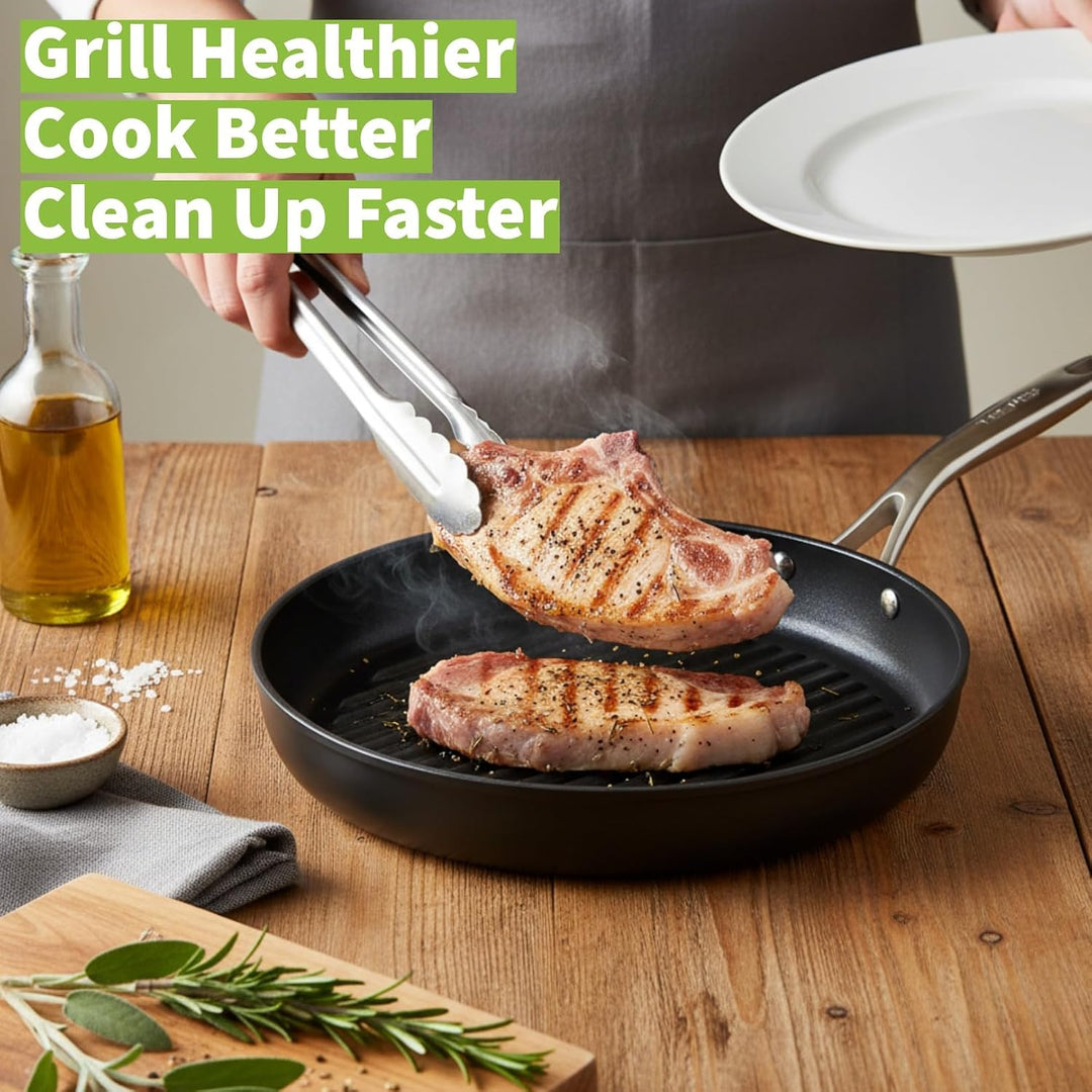 TECHEF OXGP Onyx Collection Grillpfanne, Teflon-Platin-Antihaftbeschichtung, PFOA-frei, 30,5 cm, Alu