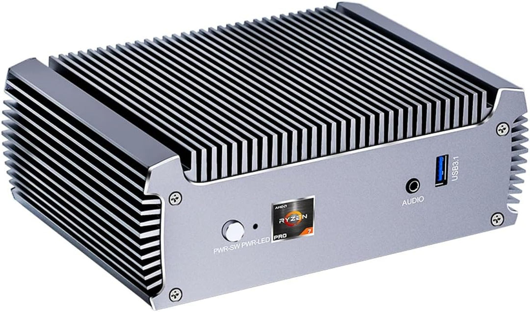 Lüfterloser Mini PC FU02 Ryzen 7 7730U Gaming Mini Computer Win11 Dual LAN Firewall Router 2*HDMI2.0