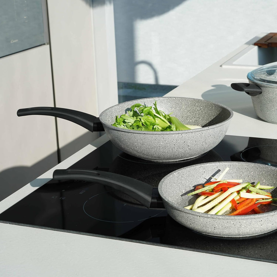 Flonal Dura Induction Wok, Gesund Kochen & Braten, Antihaft & Extrem Kratzfest, Für Induktion, Gas,