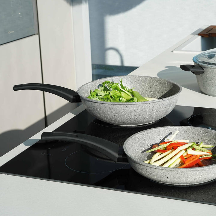 Flonal Dura Induction Wok, Gesund Kochen & Braten, Antihaft & Extrem Kratzfest, Für Induktion, Gas,