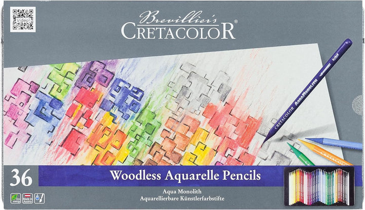 CRETA COLOR Aqua Monolith | Aquarellierbarer Vollminen-Künstlerstift | 36 Farben