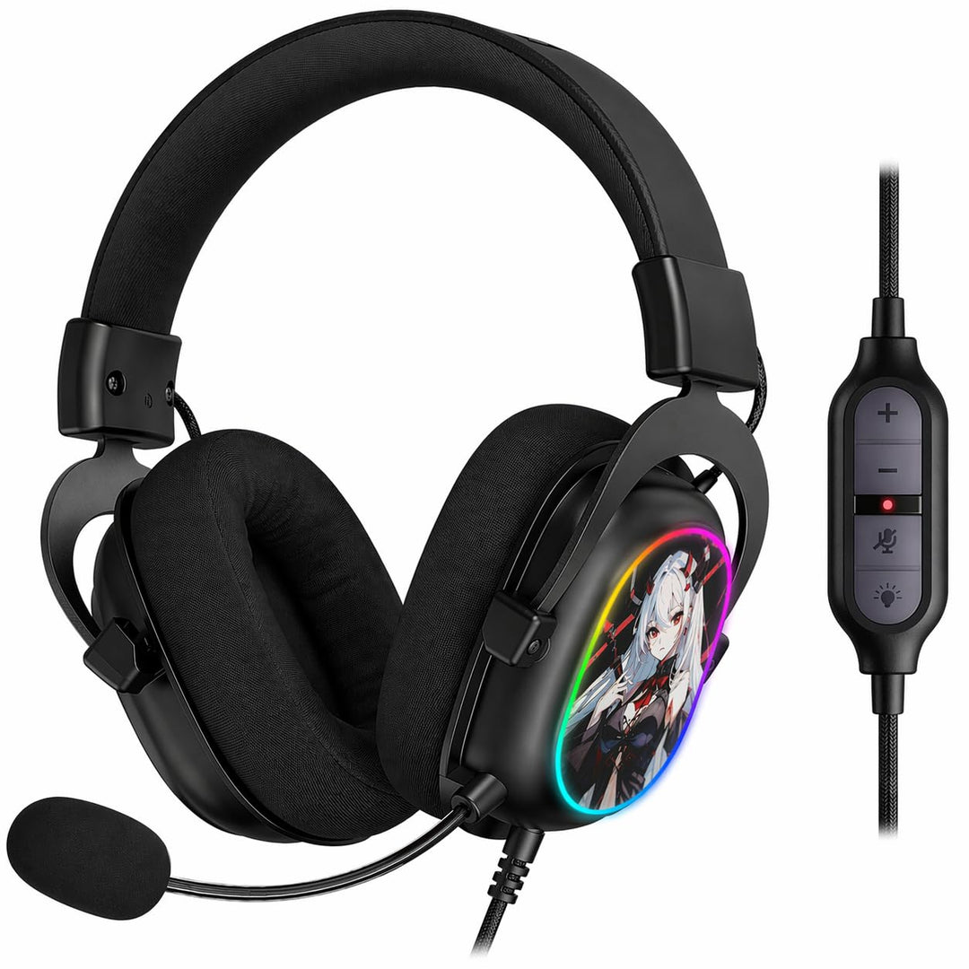 Redragon H510 AK RGB Gaming-Headset mit Kabel - 7.1 Surround Sound 53mm Audio-Treiber Memory Foam-Oh