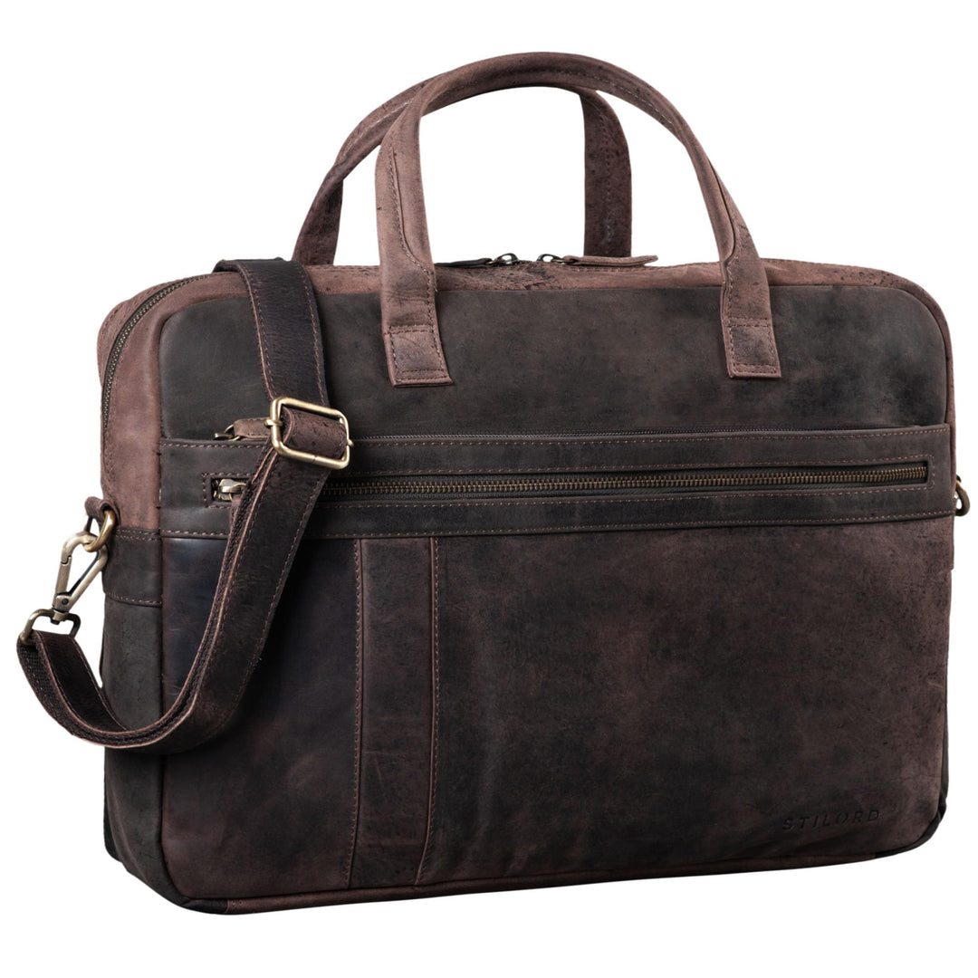 STILORD 'Conrad' Businesstasche Aktentasche Leder mit 15.6 Zoll Laptop-Fach Zweifachteilung Vintage