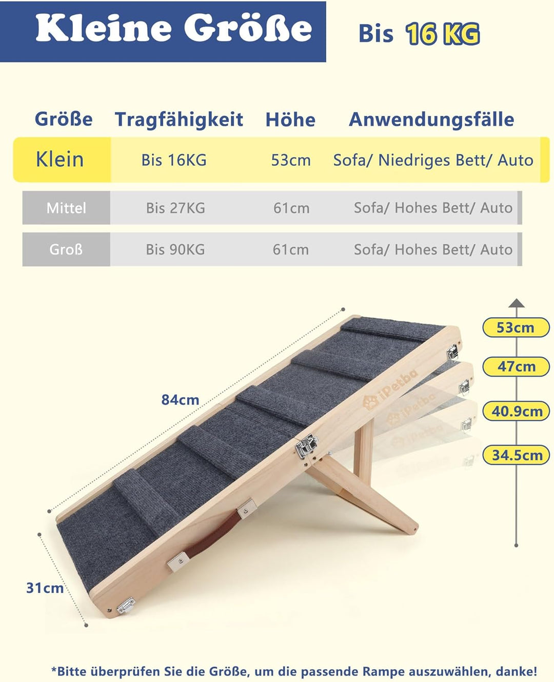 Hunderampe für Bett & Sofa – Gelenkschonend, Anti-Rutsch, Klappbar, Verstellbar, Tragbar, Für Hunde