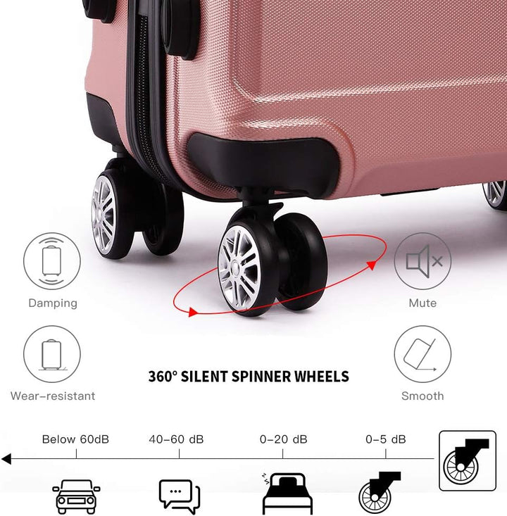 KONO Kofferset 2 Teilig Trolleys Gepäcksets, 55cm Handgepäck Koffer und 65cm Mittelgross, Leicht Har