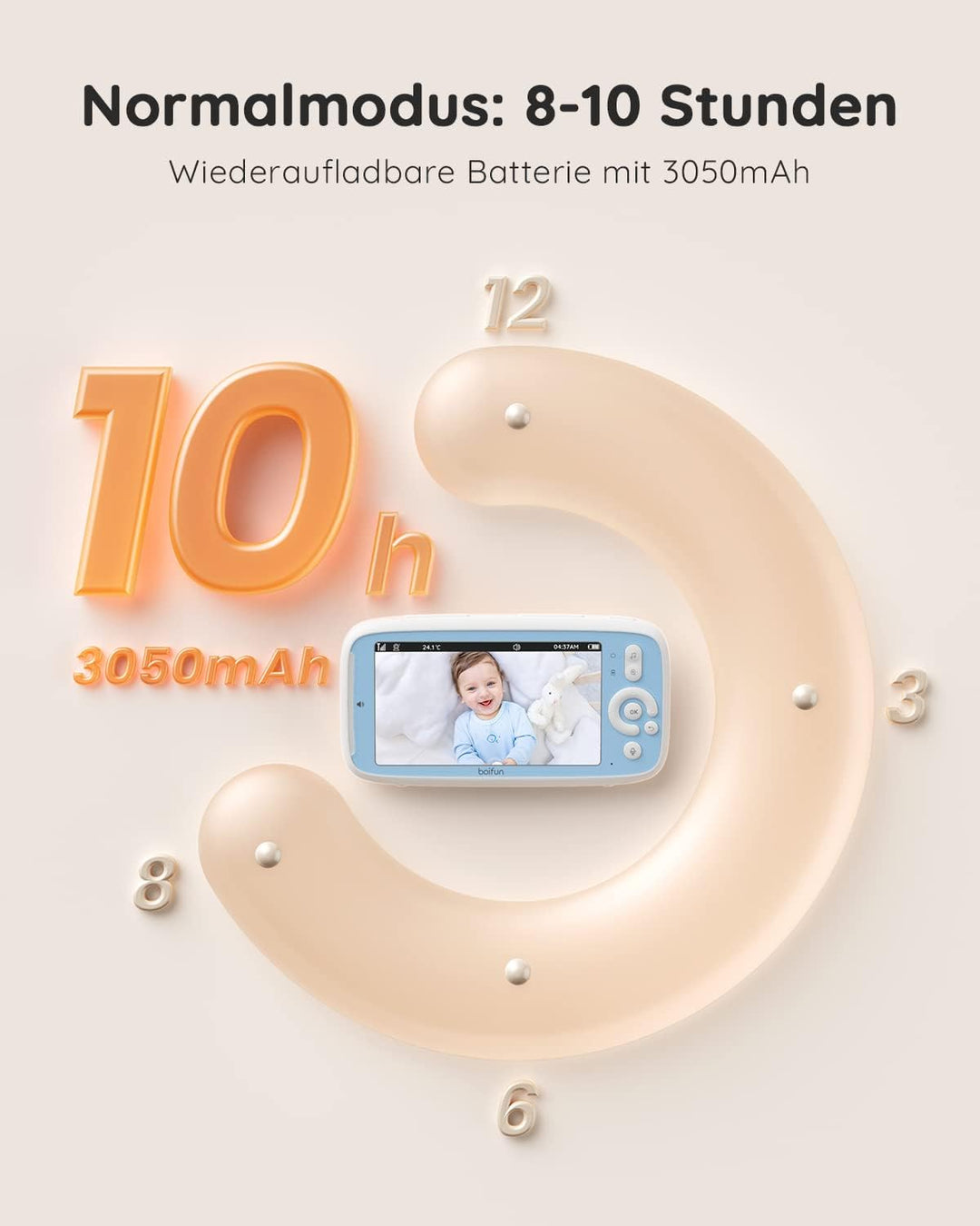 BOIFUN Babyphone mit Kamera, 5'' 720P HD IPS Bildschirm, PTZ 330°/135°, 3×Zoom, VOX Funktion, Zwei-W