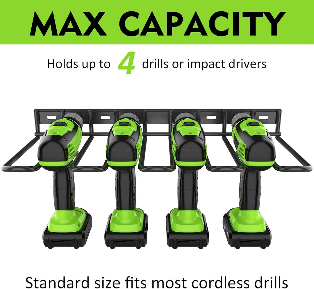 ENONCI Werkzeugspeicher Aufbewahrung Elektrowerkzeug Organizer,4 Schlitzen Bohrhalter Wandmontage Ga