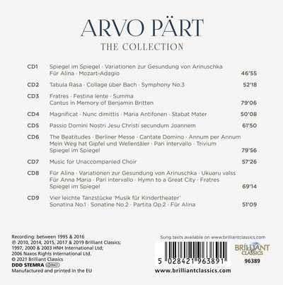 Arvo Pärt Collection, Audio-CD