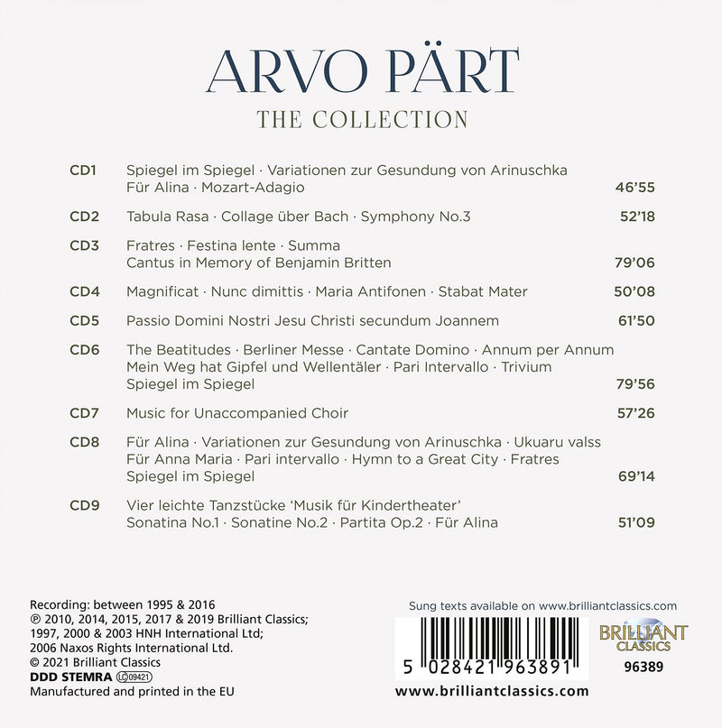 Arvo Pärt Collection, Audio-CD