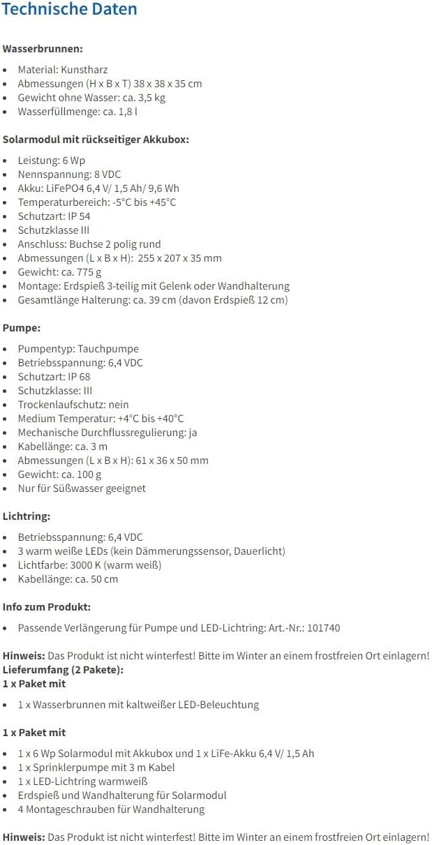 esotec Lotusblätter Solarbrunnen, Akku, LED, Kaskadenbrunnen, freistehender Springbrunnen, Lotus Gar