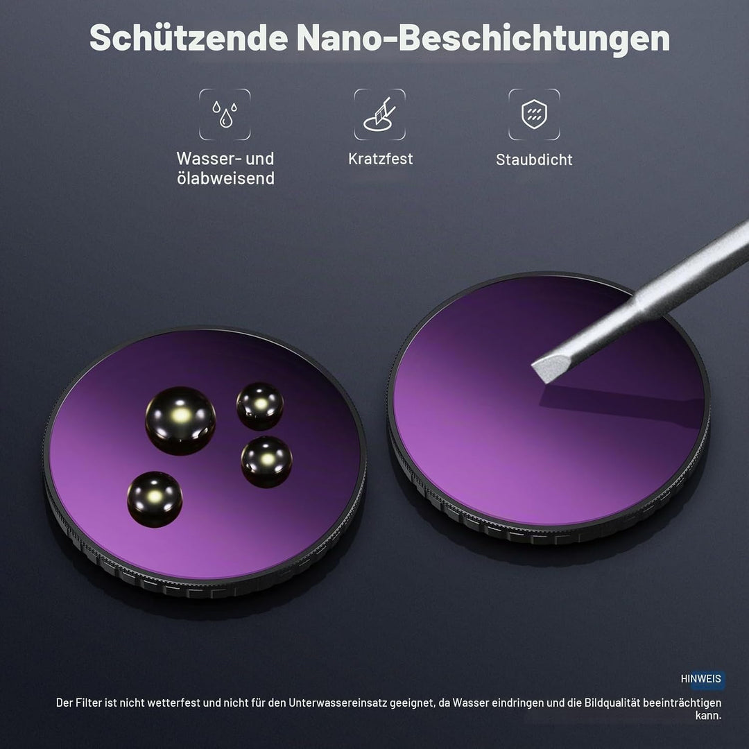 NEEWER Variabler ND Filter, kompatibel mit DJI Osmo Action 5 Pro und Action 4, ND64-256 (6-8 Stops),