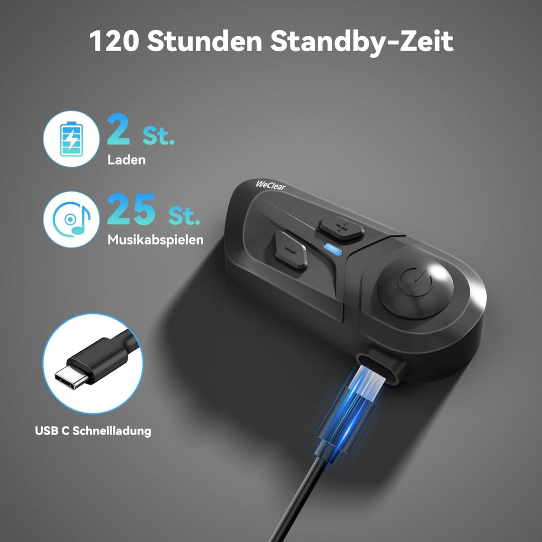 L1 Motorradhelm Headset, Helm Bluetooth Kopfhörer mit Sprachassistent, Geräuschunterdrückung Bluetoo