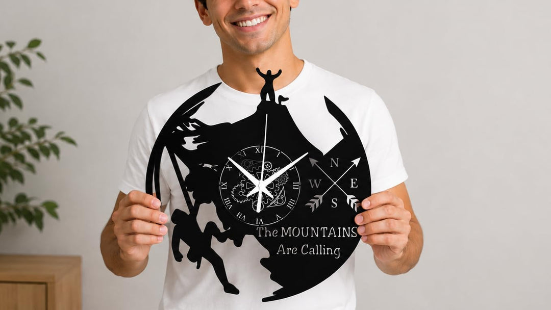 Instant Karma Clocks Wanduhr aus Vinyl Klettern Bergsteigen Hiking
