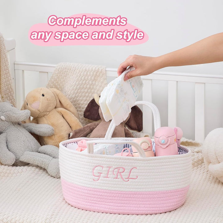 3-Fach Windelhalter Korb – Organizer Babygurt mit abnehmbarem Teiler – Windelhalter, Tücher, Wechsel