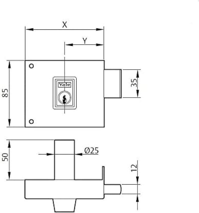 azbe 3012062 Schloss 124-a/hpr/10/ Links, Eisen Lackiert, Entrada 50 mm Entrada 50 mm 124r links Eis