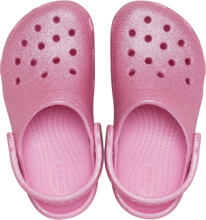 Crocs Unisex Kinder Classic Glitter Clog T, Rosa Tweed Glitzer