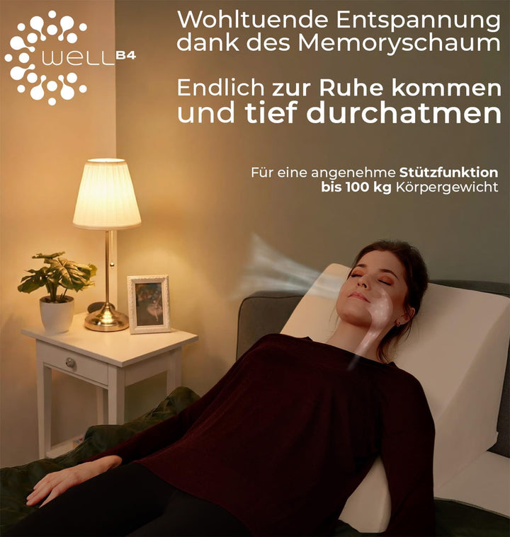 Lesekissen für Bett und Sofa, Bequemes Rückenkissen mit Memory Foam, Reflux Kissen verwendbar als Ke