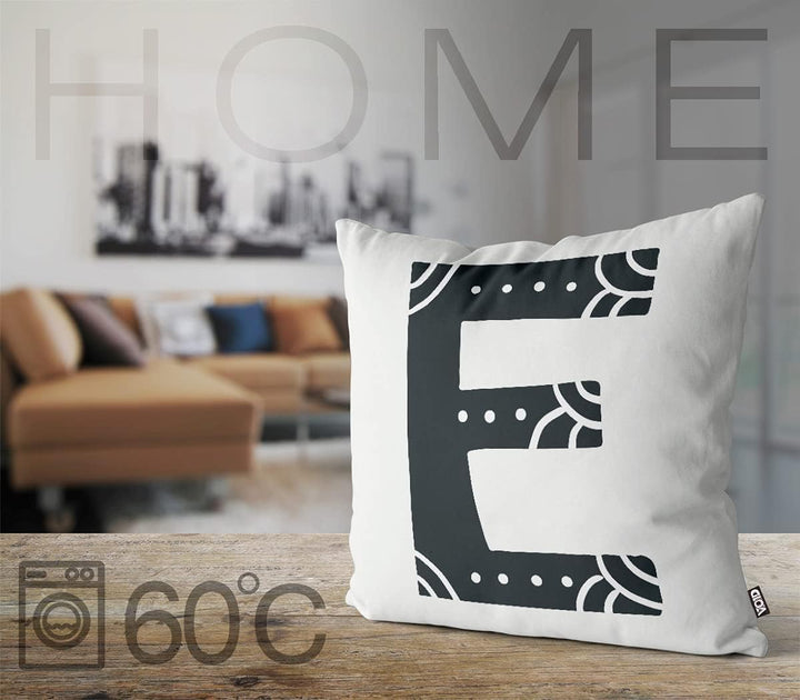 VOID E Buchstaben Natur Kissenbezug 60x60 Kissenhülle Kissen Sofakissen Dekokissen wetterfest Outdoo