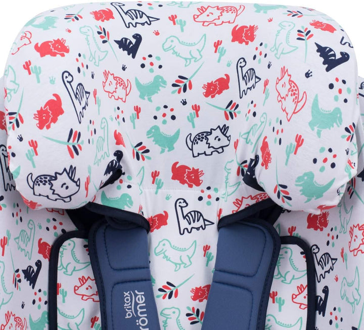 JYOKO Kids Bezug kompatibel mit Romer Advansafix, Evolva IV M, aus Baumwolle (Dino Party, ADVANSAFIX