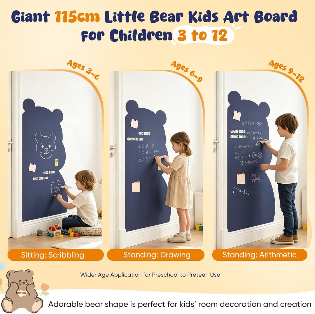 Magnetischer Wandaufkleber für Kinder 115x55cm, Bären-Design Selbstklebende Magnetwand in Blau inkl.