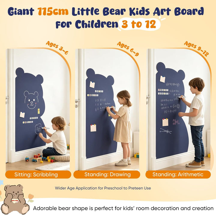 Magnetischer Wandaufkleber für Kinder 115x55cm, Bären-Design Selbstklebende Magnetwand in Blau inkl.