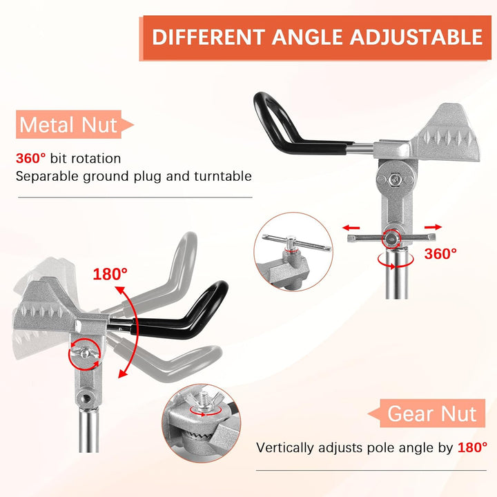 EXLECO 2pcs Rutenhalter Angel, 360° Verstellbar Angelrutenhalter aus Edelstahl mit Dreifach-Erdspitz