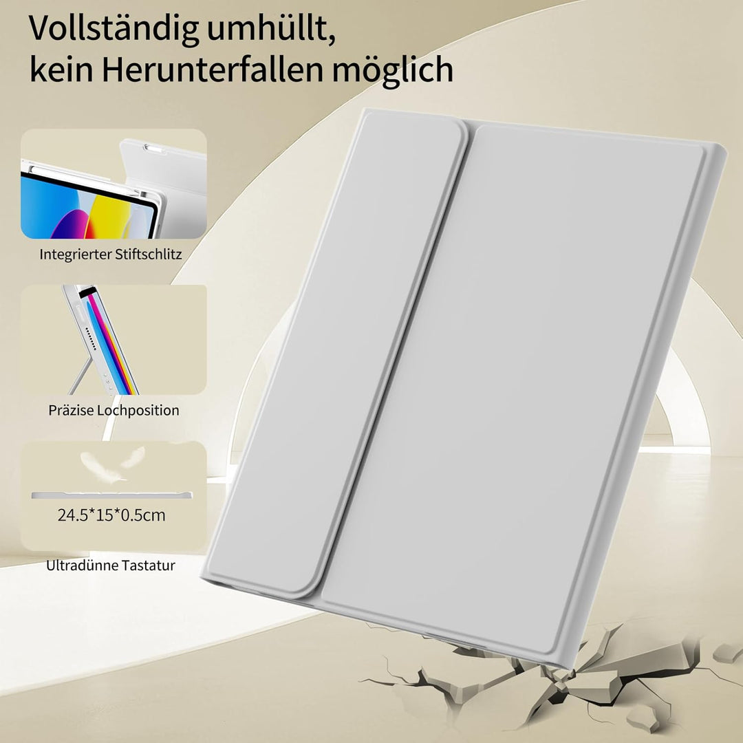 Hülle mit Tastatur für iPad A16 2025 / iPad 10. Generation 2022, RGB Bluetooth Magnetische Tastatur,