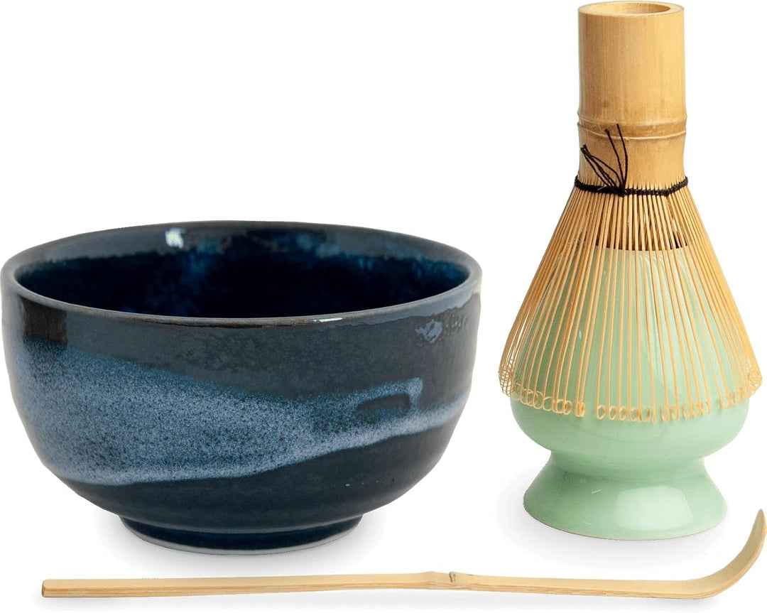 Matcha Schale Set aus Japan in Geschenkbox Matchaschale inklusive Bambus Besen, Bambus Löffel und Be