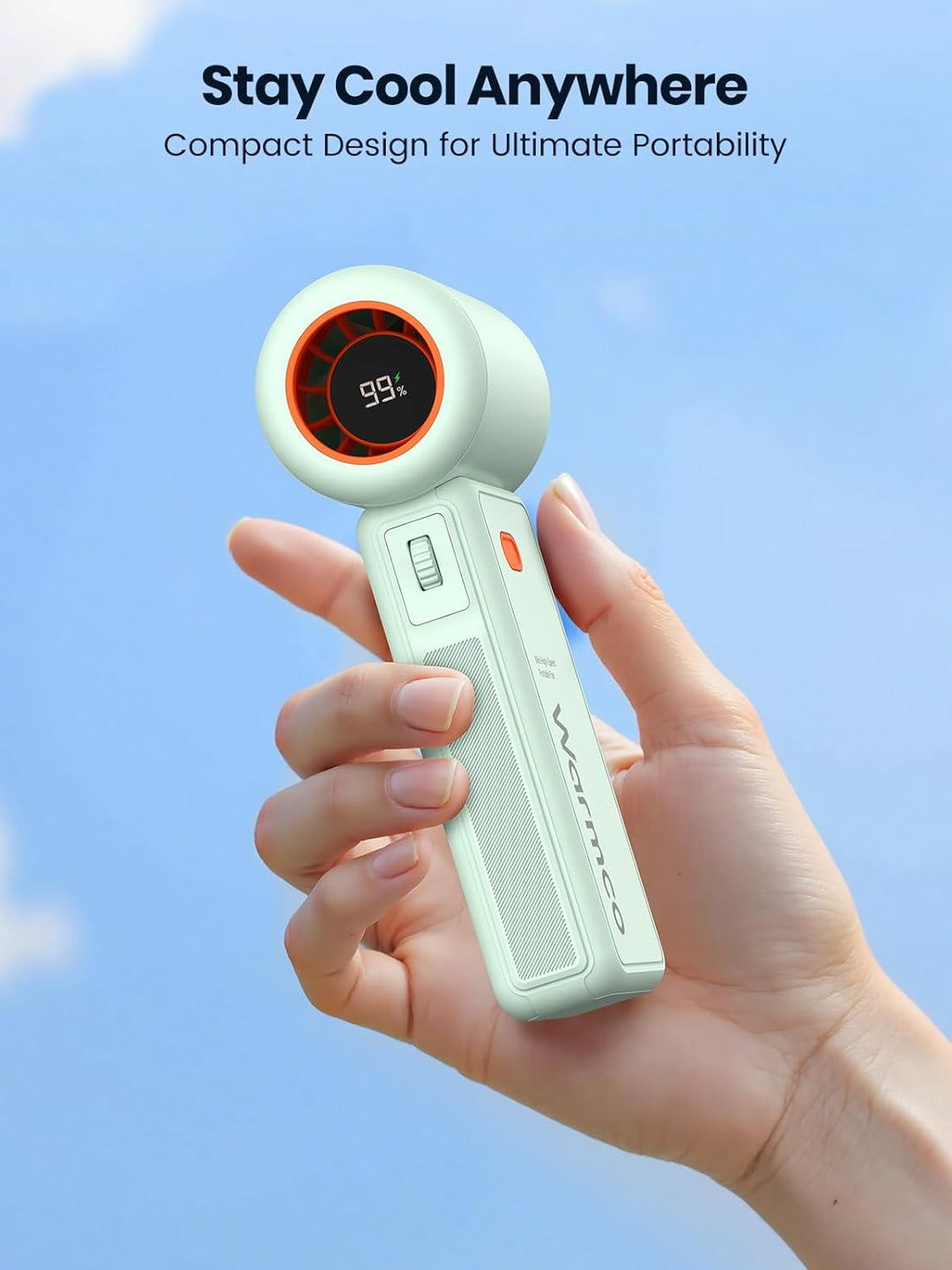 Warmco Mini Ventilator Handventilator [15 Stunden Maximale] 5000mAh Handventilator Akku Aufladbar fü
