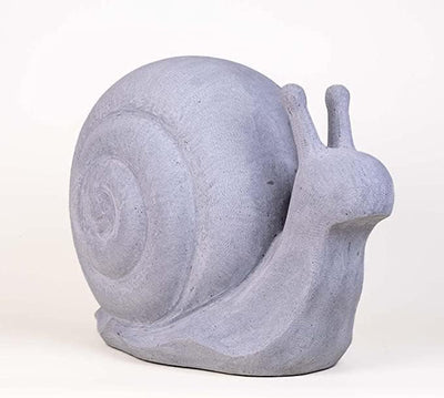 IDYL Moderne Skulptur Figur Sandsteinguss Schnecke | wetterfest | grau | 51x30x36 cm | Dekorationsfi