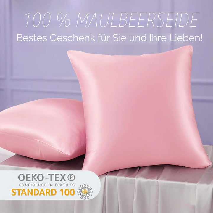 OLESILK Seide Kissenbezug Kissenhülle Haar- und Hautpflege mit Reissverschluss 16 Momme 1 Stück Rosa