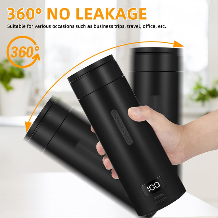 380ML Kleiner Tragbarer Wasserkocher, 3 in 1 Mini Elektrische Wassertasse mit Temperatureinstellung,