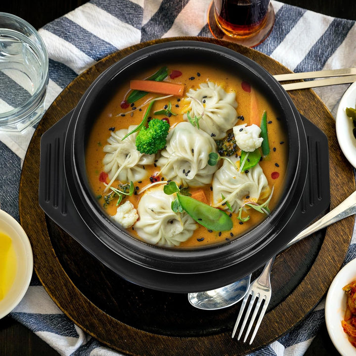 Housoutil Korean Cooking Korean Stone Bowl Sizzling Hot Pot for Bibimbap and Soup Premium Ceramic wi