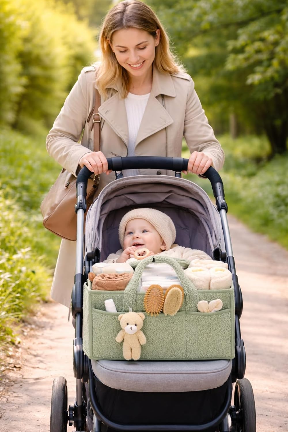 Baby-Windel-Caddy Organizer für Wickeltisch, Baby-Aufbewahrungskorb für Windeln und Feuchttücher, Ge