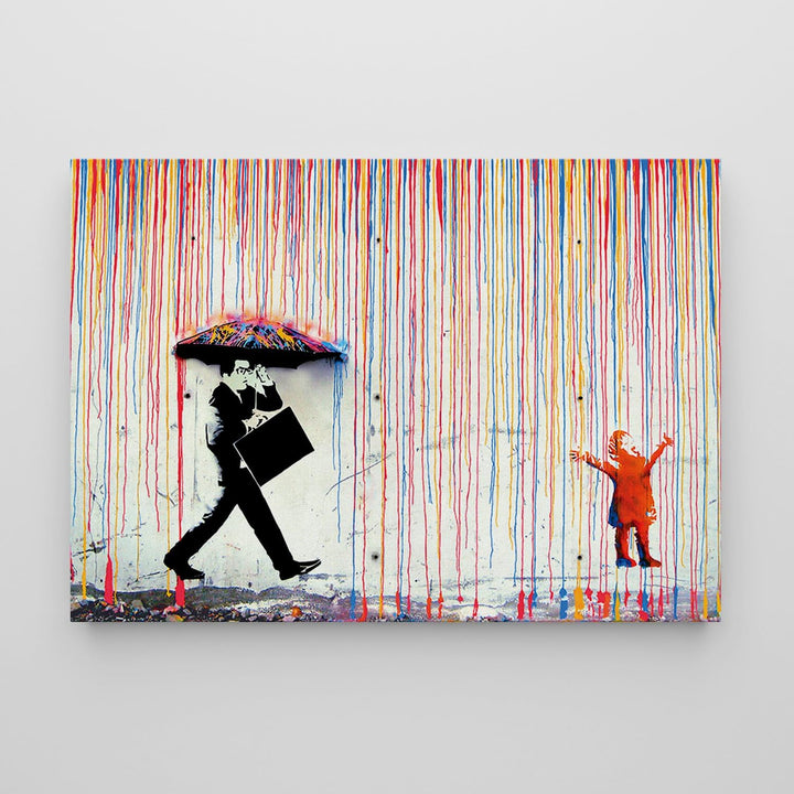 Giallobus - Gemälde - Banksy - Art Banksy - Standardleinwand - 50L x 35l cm - 01 - Regen der Farben
