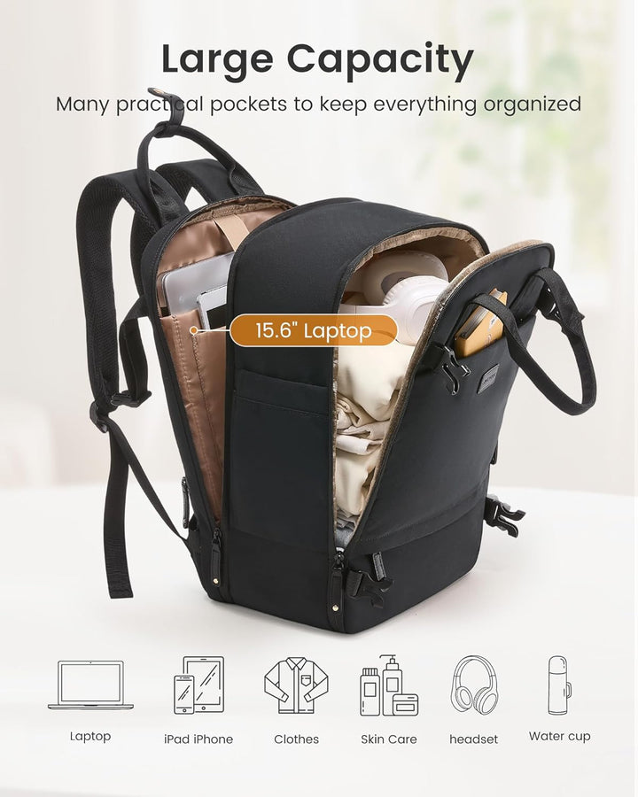 LOVEVOOK Reiserucksack Handgepäck Flugzeug, 15.6 Zoll Laptop Rucksack Damen Gross Travel Backpack Wo