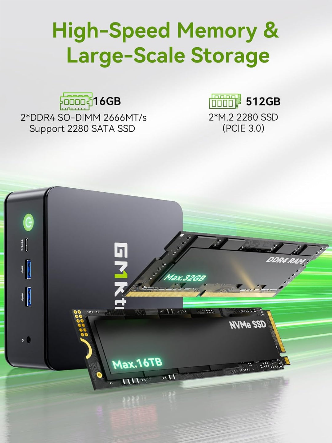 GMKtec G10 Mini-PC Ryzen 5 3500U (Stärker als N150), 16GB RAM, 512GB SSD, 2.5GbE LAN, Büro-Heim-Desk