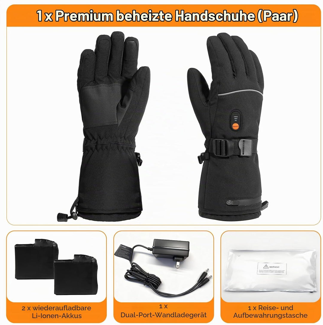 Minthouz Beheizbare Handschuhe für Damen Herren, 7.4V 3000 mAh Beheizbare Handschuhe mit Akku mit 6