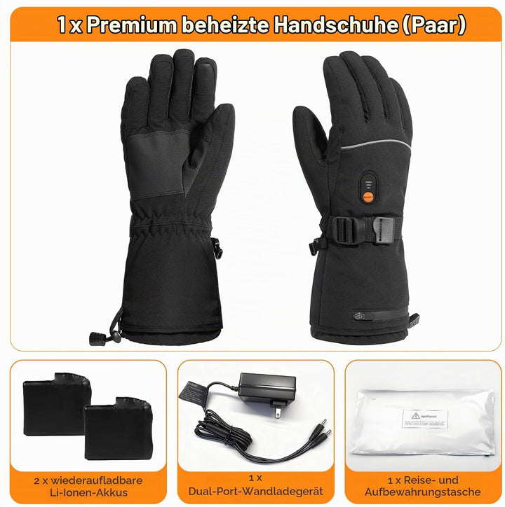 Minthouz Beheizbare Handschuhe für Damen Herren, 7.4V 3000 mAh Beheizbare Handschuhe mit Akku mit 6