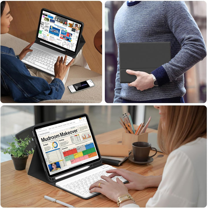 Hülle mit Tastatur für iPad A16 11. /10.Generation 11/10,9 Zoll 2025/2022, Magnetisches Anti-Detach
