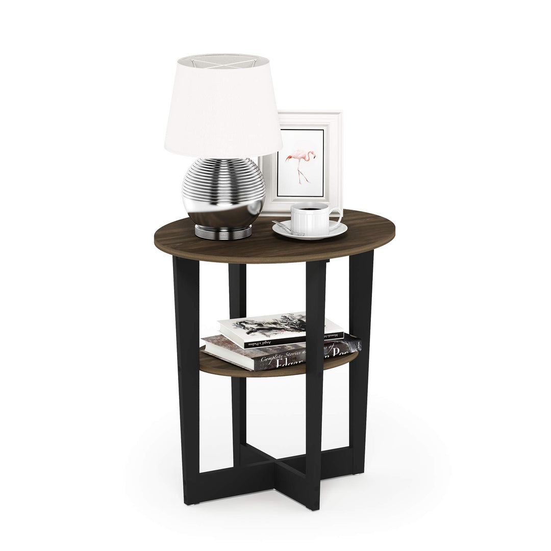 Furinno Jaya Oval Beistelltisch, Holz, Columbia Walnuss/Schwarz, 1-Pack Columbia Walnuss/Schwarz 1-P