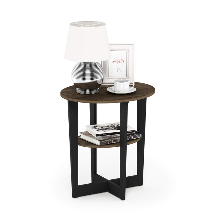 Furinno Jaya Oval Beistelltisch, Holz, Columbia Walnuss/Schwarz, 1-Pack Columbia Walnuss/Schwarz 1-P