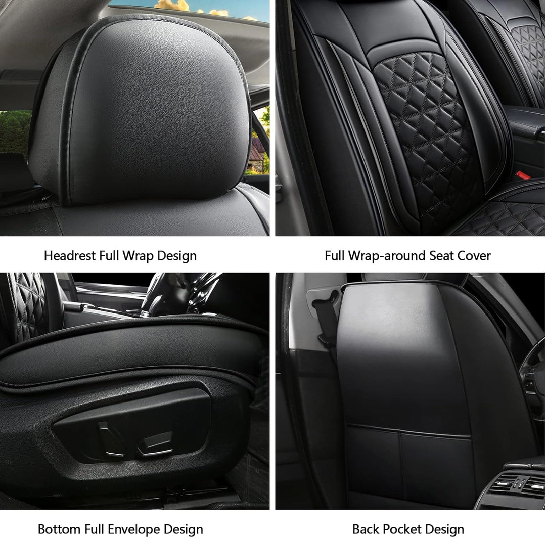 JDWBT Autositzbezüge Vordersitze Leder,Sitzbezüge Auto Universelle,Schonbezug Autositz Vorne,2er Set