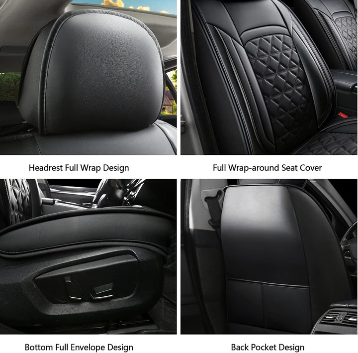 JDWBT Autositzbezüge Vordersitze Leder,Sitzbezüge Auto Universelle,Schonbezug Autositz Vorne,2er Set